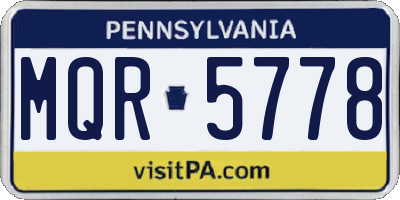 PA license plate MQR5778