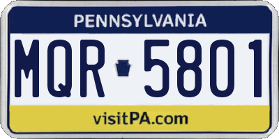 PA license plate MQR5801