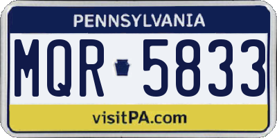 PA license plate MQR5833