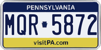 PA license plate MQR5872