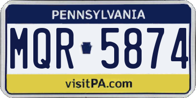 PA license plate MQR5874