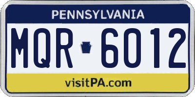 PA license plate MQR6012