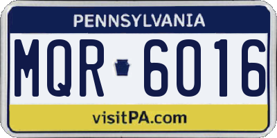 PA license plate MQR6016