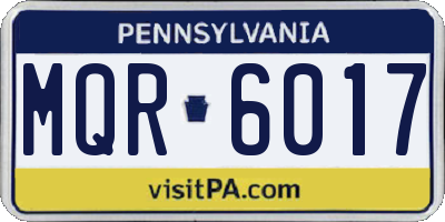 PA license plate MQR6017