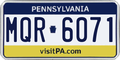 PA license plate MQR6071