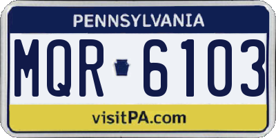 PA license plate MQR6103