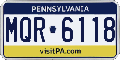 PA license plate MQR6118
