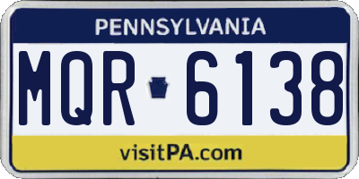PA license plate MQR6138