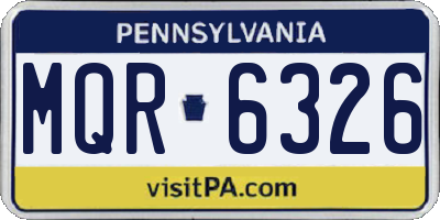 PA license plate MQR6326