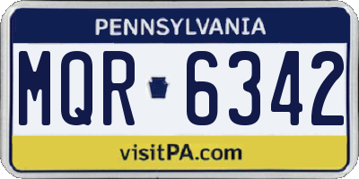 PA license plate MQR6342