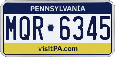 PA license plate MQR6345