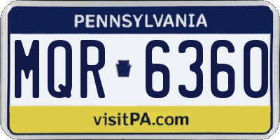 PA license plate MQR6360