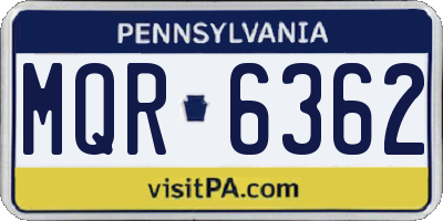 PA license plate MQR6362