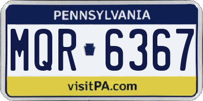 PA license plate MQR6367