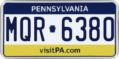 PA license plate MQR6380