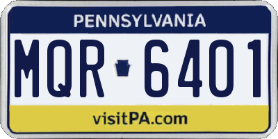 PA license plate MQR6401