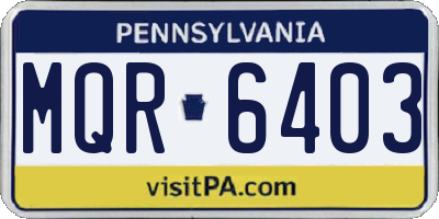 PA license plate MQR6403
