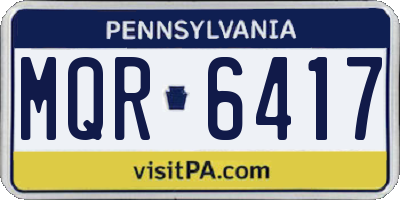 PA license plate MQR6417