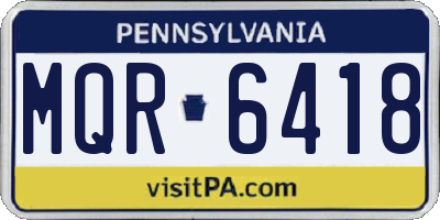 PA license plate MQR6418