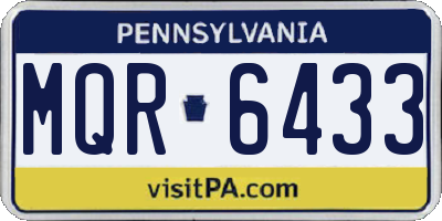 PA license plate MQR6433