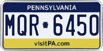 PA license plate MQR6450