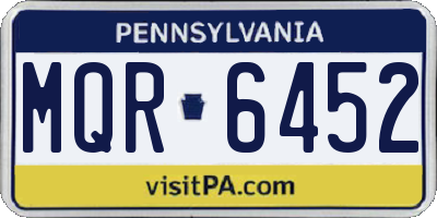 PA license plate MQR6452