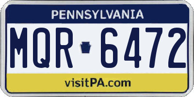 PA license plate MQR6472