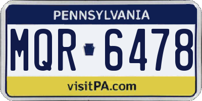 PA license plate MQR6478