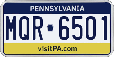 PA license plate MQR6501