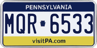 PA license plate MQR6533