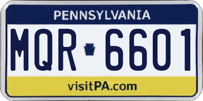 PA license plate MQR6601