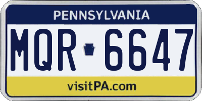 PA license plate MQR6647