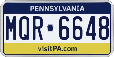 PA license plate MQR6648