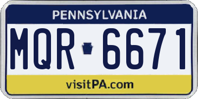 PA license plate MQR6671