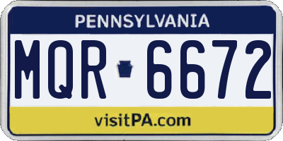 PA license plate MQR6672