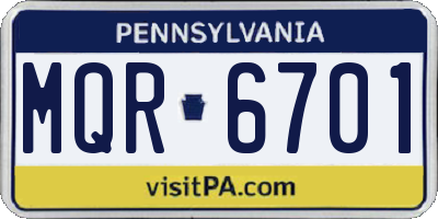PA license plate MQR6701