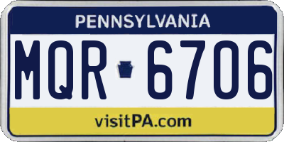 PA license plate MQR6706