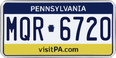 PA license plate MQR6720