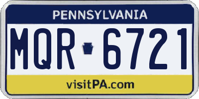 PA license plate MQR6721