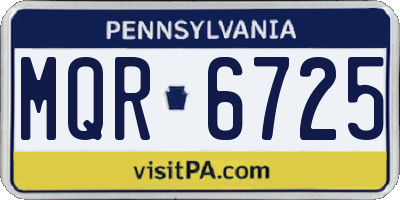 PA license plate MQR6725