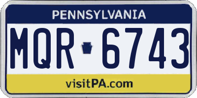 PA license plate MQR6743