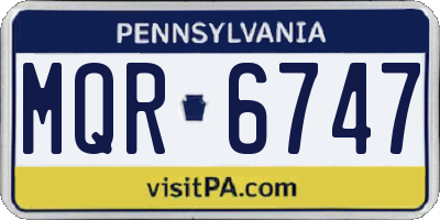 PA license plate MQR6747