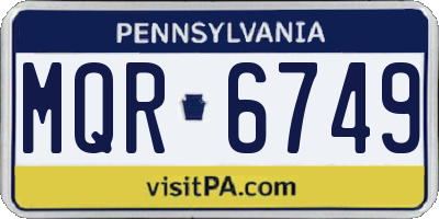 PA license plate MQR6749