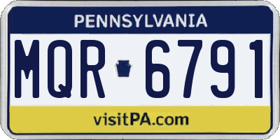 PA license plate MQR6791