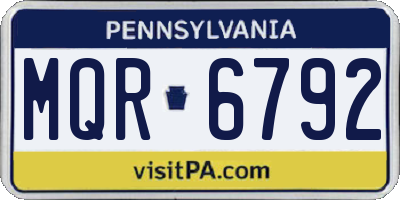 PA license plate MQR6792