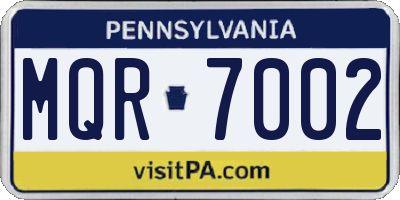 PA license plate MQR7002