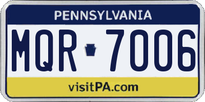 PA license plate MQR7006