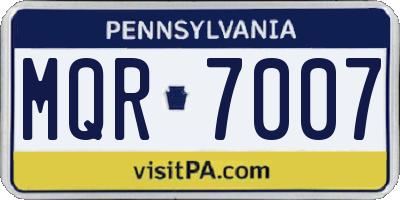 PA license plate MQR7007