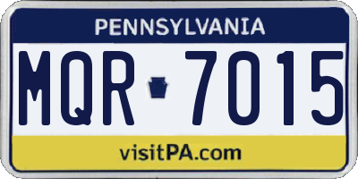 PA license plate MQR7015