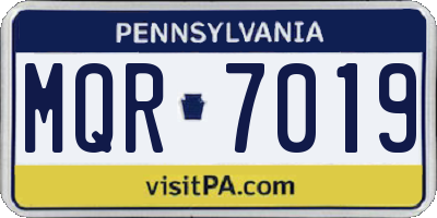 PA license plate MQR7019
